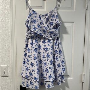 SHEIN Blue and White Floral Dress